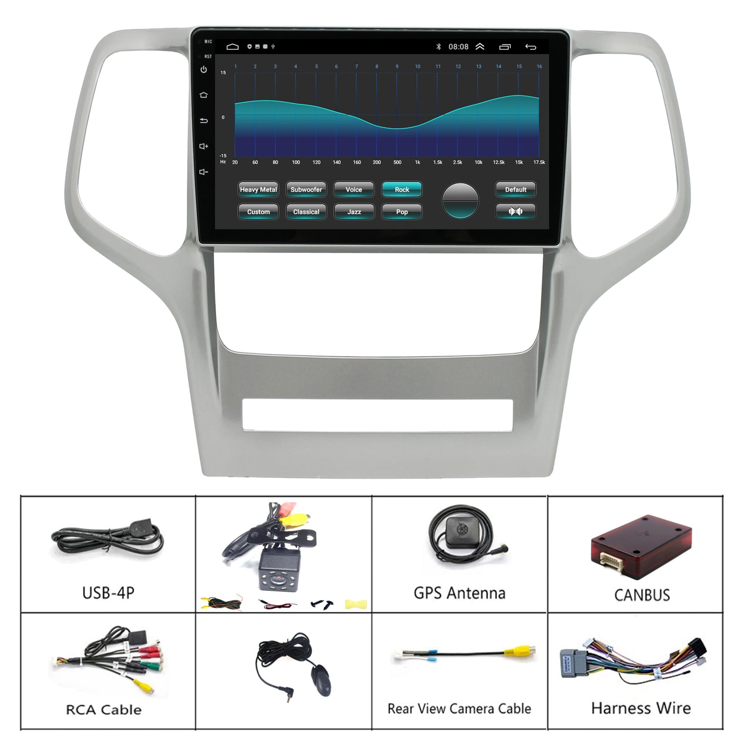 For Jeep Grand Cherokee 2008-2013 Radio upgrade,9-inch QLED  8-Core CPU,touch screen Stereo,Wireless CarPlay & Android Auto,keep OEM Controls