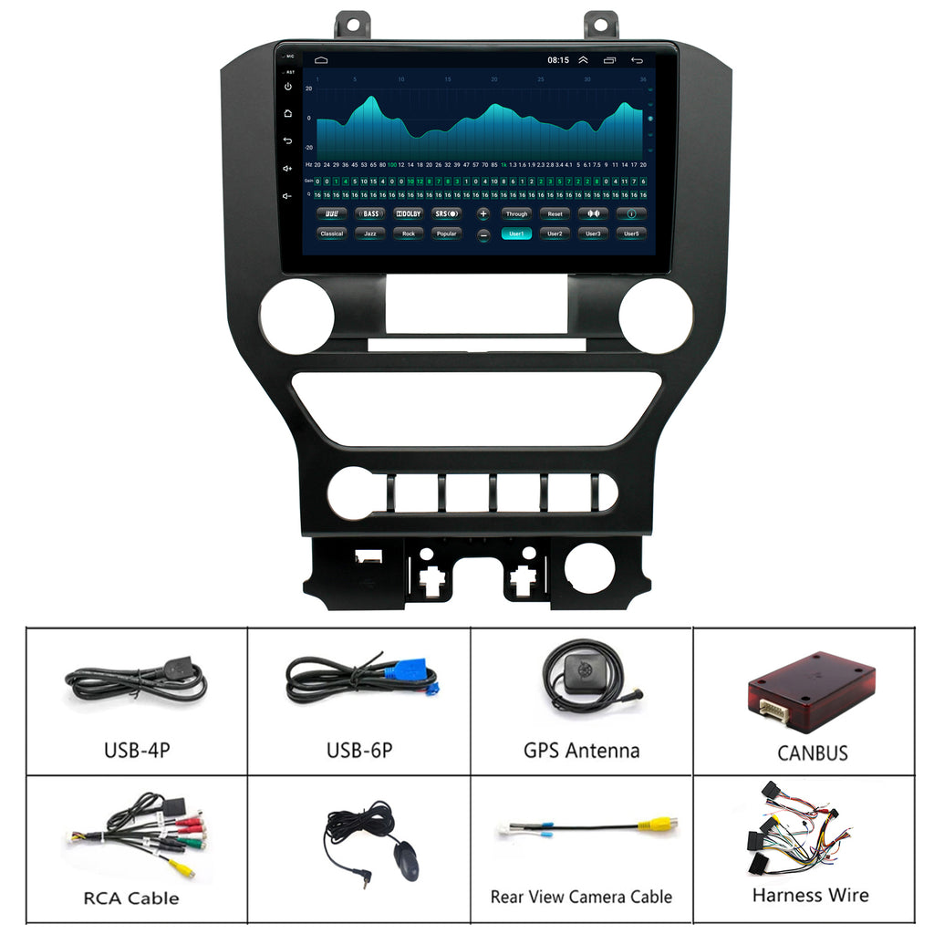 Ford Mustang Radio Upgrade 2015-2020 Auto AC Stereo IPS Touch Screen Bluetooth WiFi GPS Navigation
