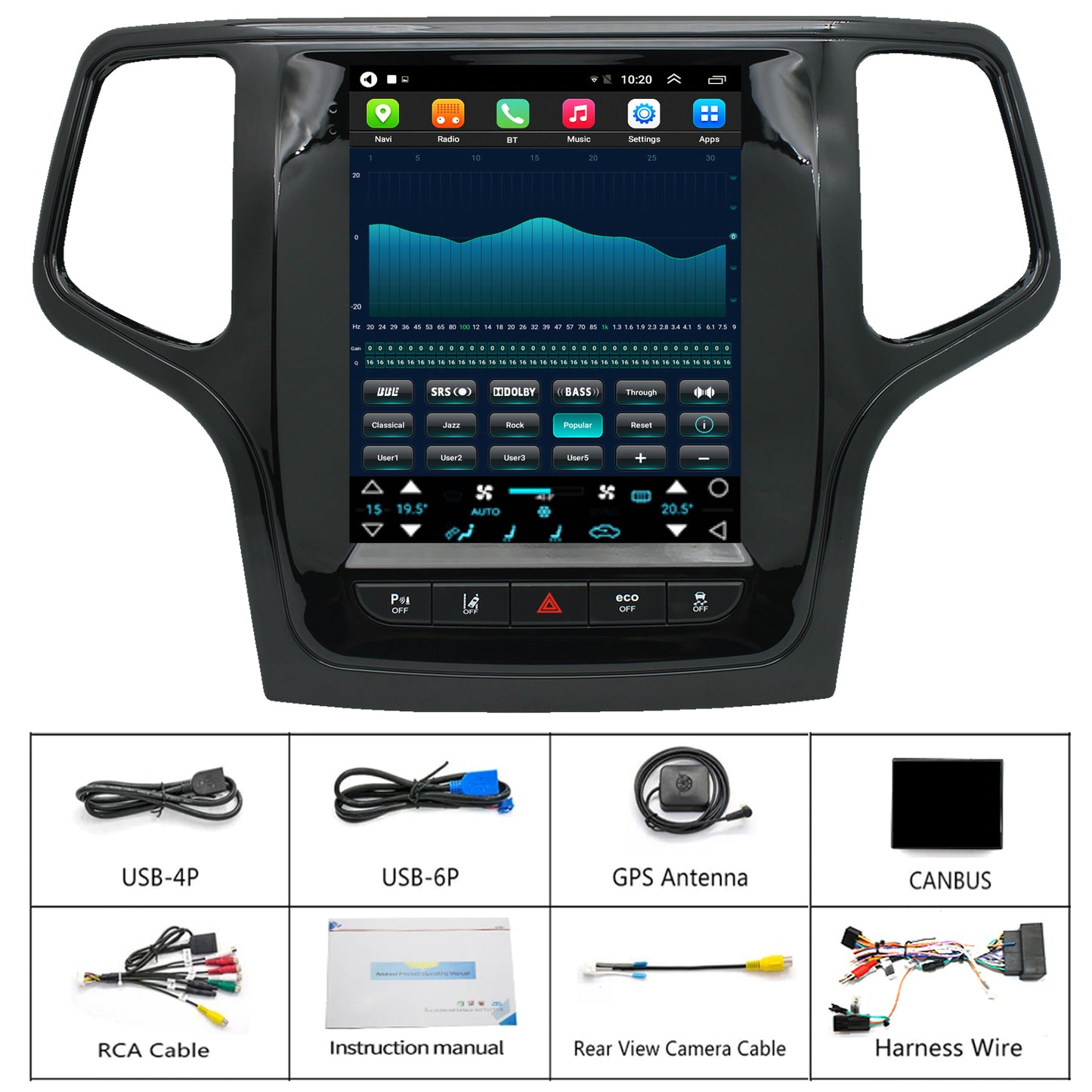 For Jeep Grand Cherokee 2014-2017 Radio upgrade,9.7-inch QLED 8-Core CPU,touch screen Stereo,Wireless CarPlay & Android Auto,keep OEM Controls