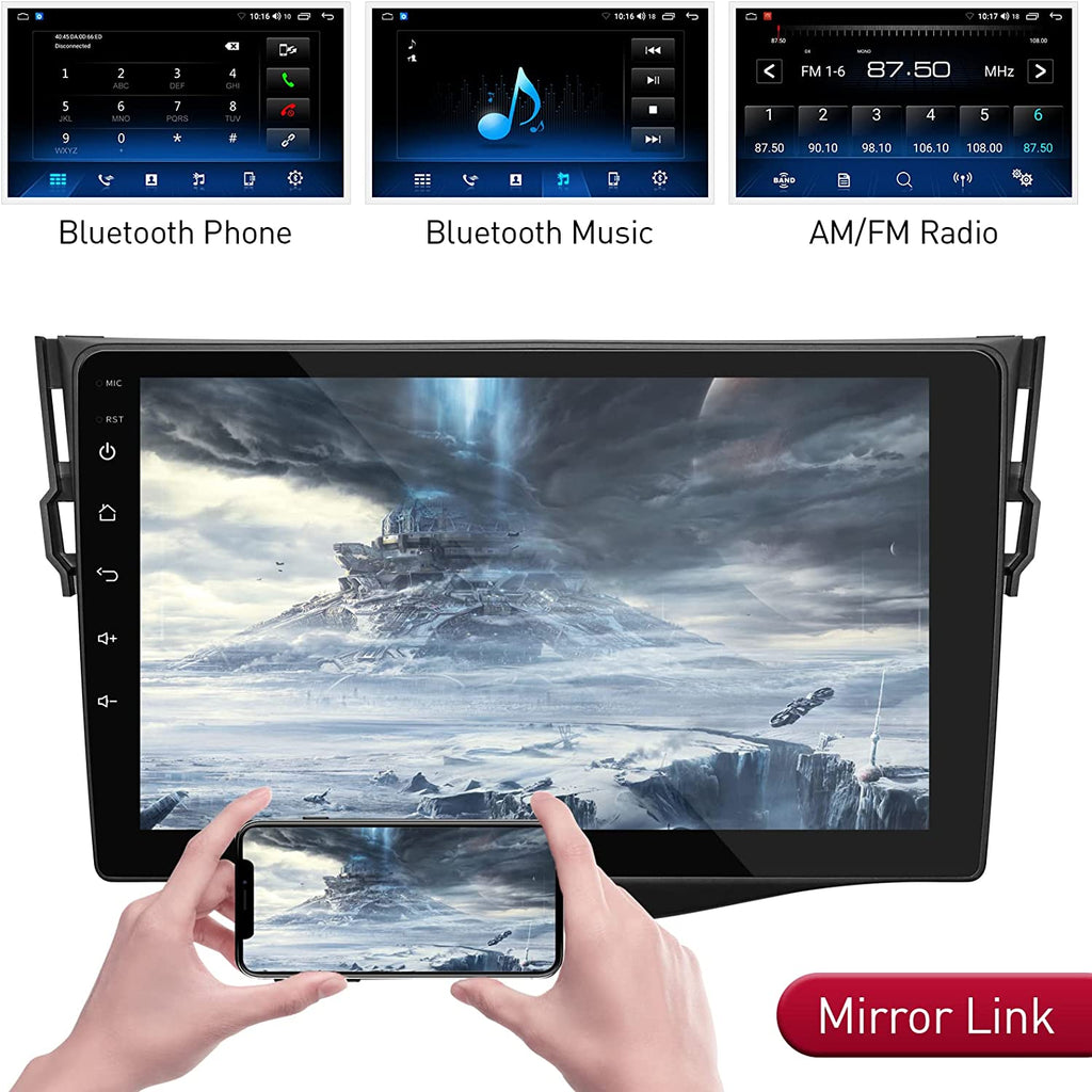 Android 10 Head Unit Radio for Toyota RAV4 2006-2012 9inch Tesla Style Car in-Dash GPS Navigation IPS Touch ScreenBluetooth WiFi Build-in Maps Free Rear Camera