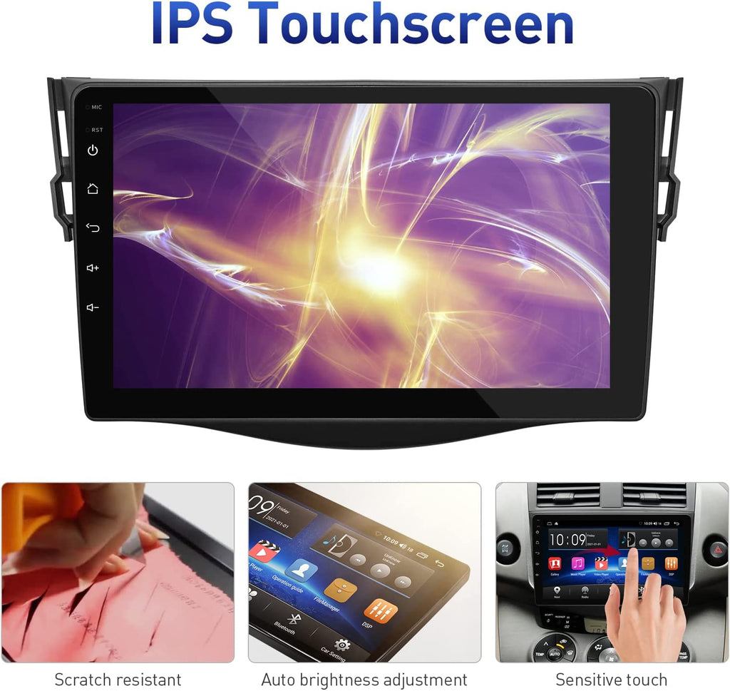 Android 10 Head Unit Radio for Toyota RAV4 2006-2012 9inch Tesla Style Car in-Dash GPS Navigation IPS Touch ScreenBluetooth WiFi Build-in Maps Free Rear Camera