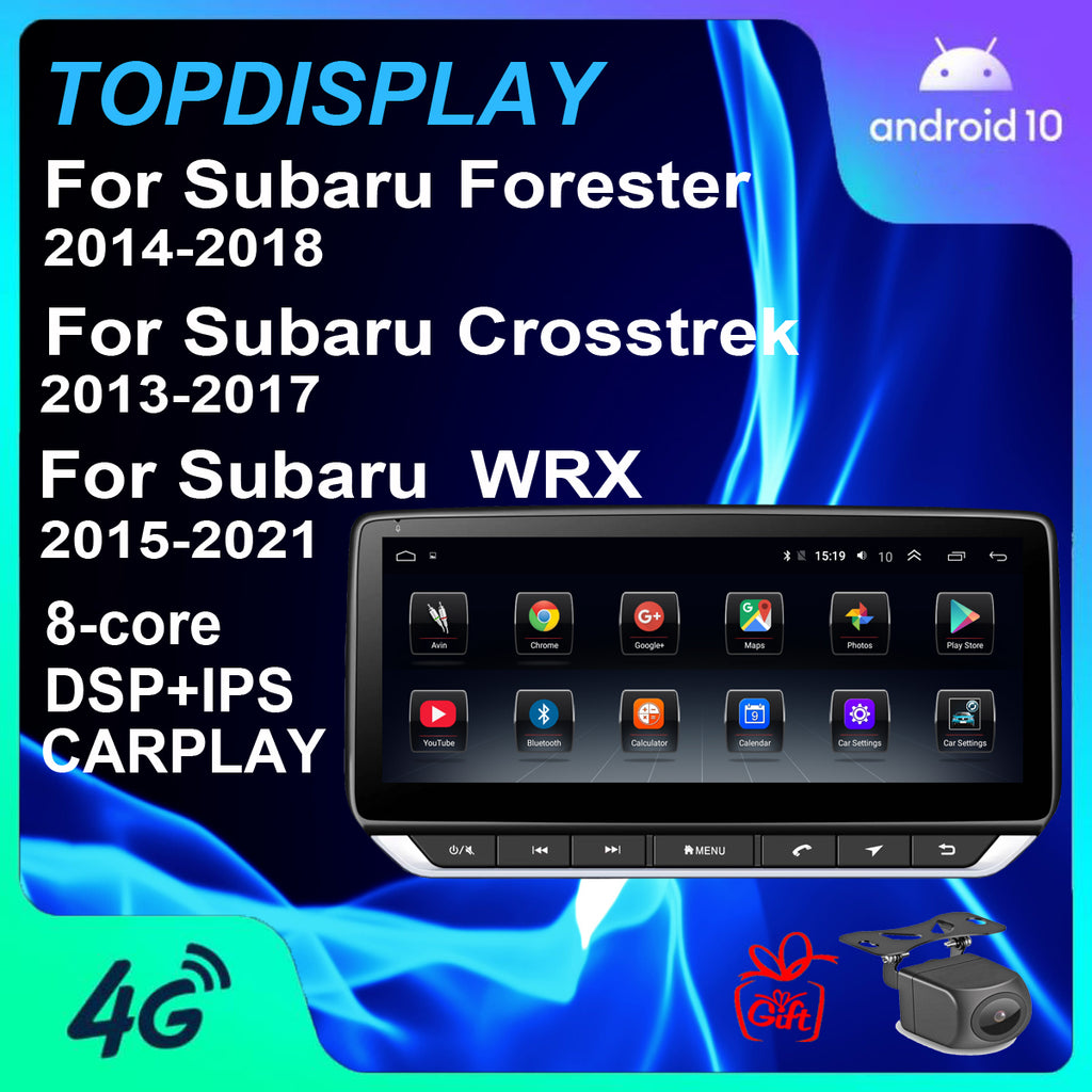 Android 10 Radio for Subaru Crosstrek 2013-2017 10.25inch IPS Touch Screen GPS Navigation Wireless Carplay 4G LTE Bluetooth WiFi Free Rear Camera