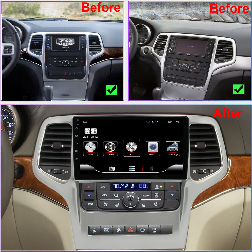 Jeep Grand Cherokee Radio upgrade 2010-2013 Android 10 Stereo Replacement IPS Touch Screen Build in Wireless carplay Android Auto Free Camera