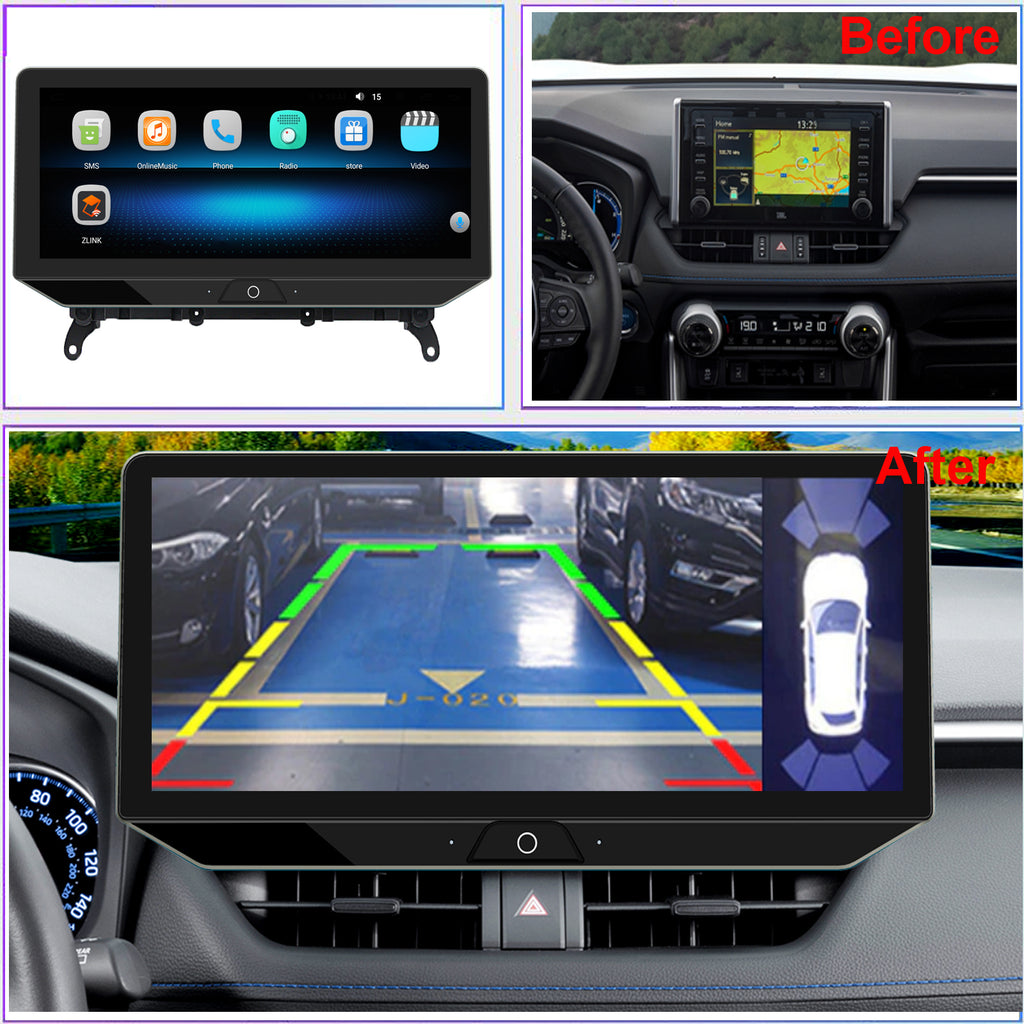 Android 10 Radio for Toyota RAV4 2019-2022 12.3inch Tesla Style Car in-Dash GPS Navigation IPS Touch Screen Bluetooth WiFi