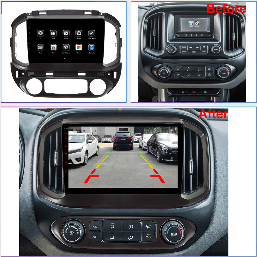 Android 10 Radio for Chevy Colorado GMC Canyon 2015-2021 9inch IPS Touch Screen GPS Navigation Wireless Carplay 4G LTE Bluetooth WiFi Free Rear Camera