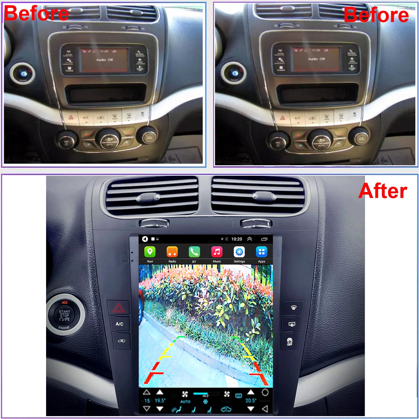 Dodge Journey Radio upgrade 2011-2020 CarPlay Stereo Screen-Topdisplay 2011 2012 2013 2014 2015 2016 2017 2018 2019 2020 Replacement Headunit Apple Android Auto Accessories Pantalla Estéreo