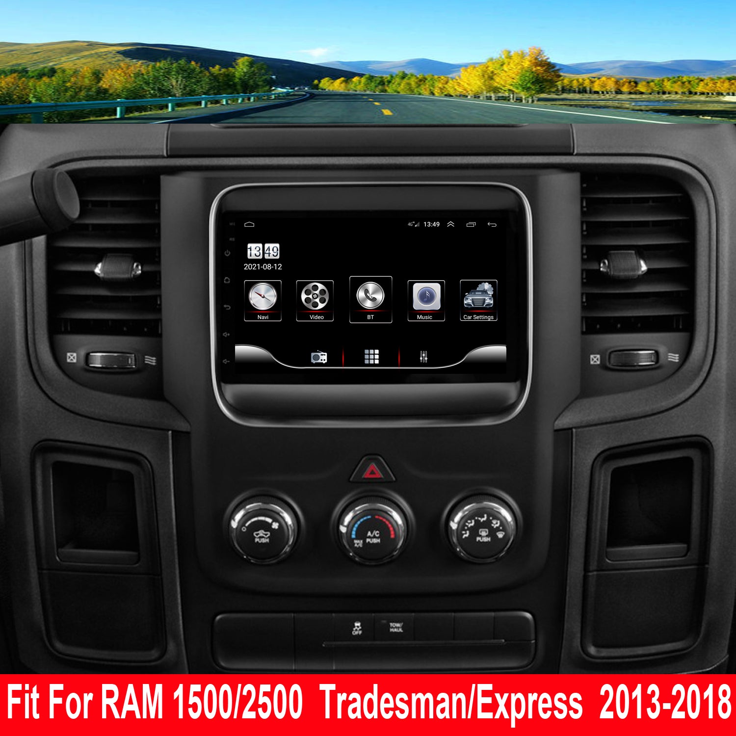 Dodge RAM 1500/2500/3500 Radio upgrade 2013-2018 CarPlay Stereo Screen - Topdisplay 2013 2014 2015 2016 2017 2018 Replacement Headunit Apple Android Auto Accessories Pantalla Estéreo