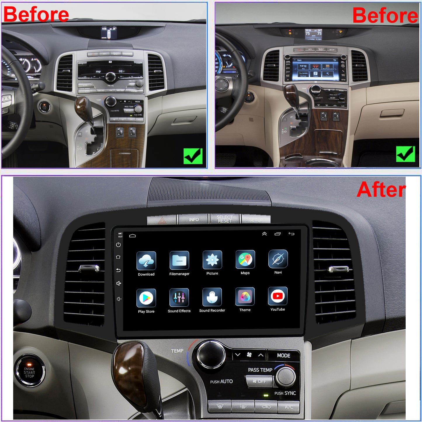 Topdisplay 2009 2010 2011 2012 2013 2014 2015 2016 Toyota Venza Upgrade Stereo Headunit Apple Carplay Android Auto Pantalla Estéreo