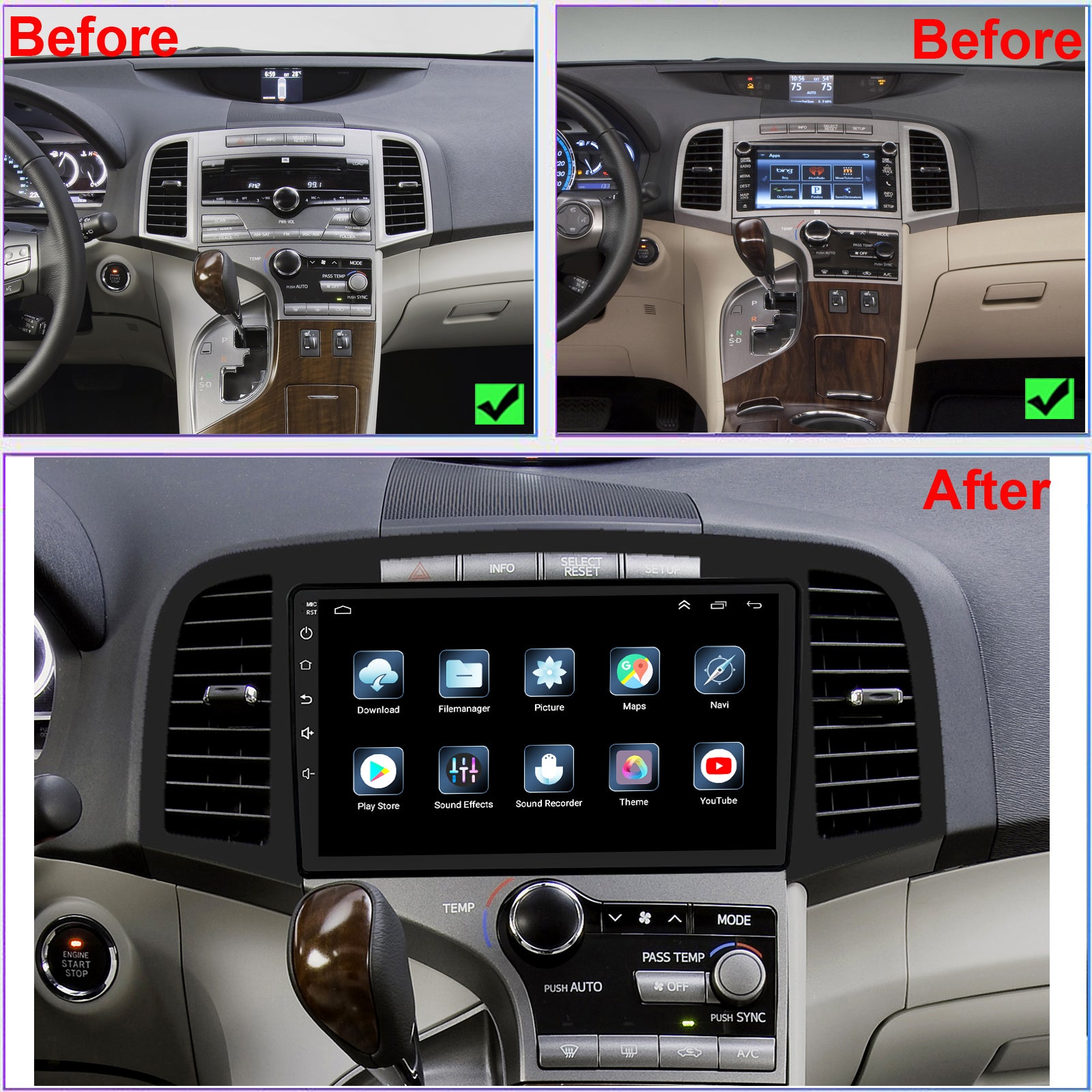 Topdisplay 2009 2010 2011 2012 2013 2014 2015 2016 Toyota Venza Upgrade Stereo Headunit Apple Carplay Android Auto Pantalla Estéreo