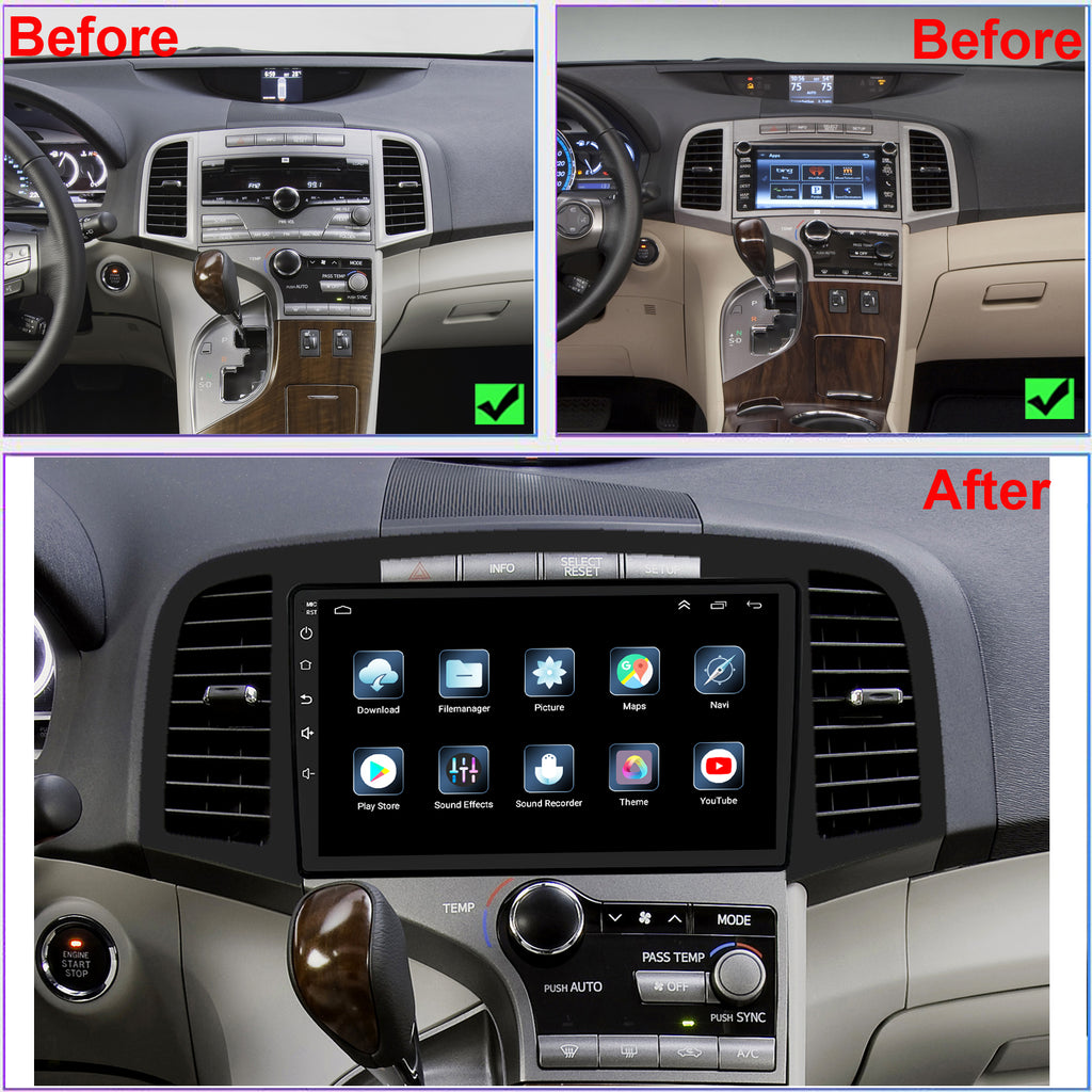 for Toyota Venza 2009-2016 Radio upgrade,9-inch QLED 8-Core CPU,touch screen Stereo,Wireless CarPlay & Android Auto,keep OEM Controls
