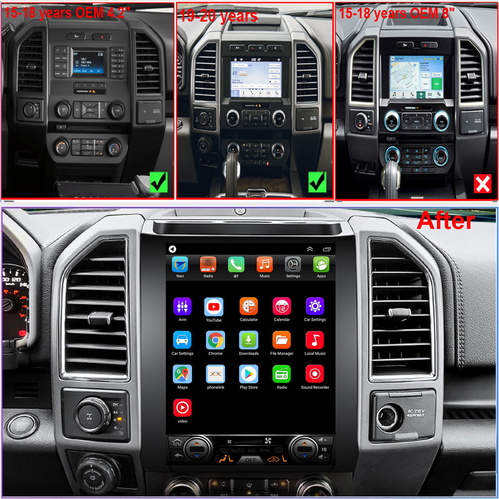 Ford F150 accessories 2015-2020 Radio Android 12.1inch IPS Touch Screen GPS Navigation Wireless Carplay 4G LTE Bluetooth WiFi