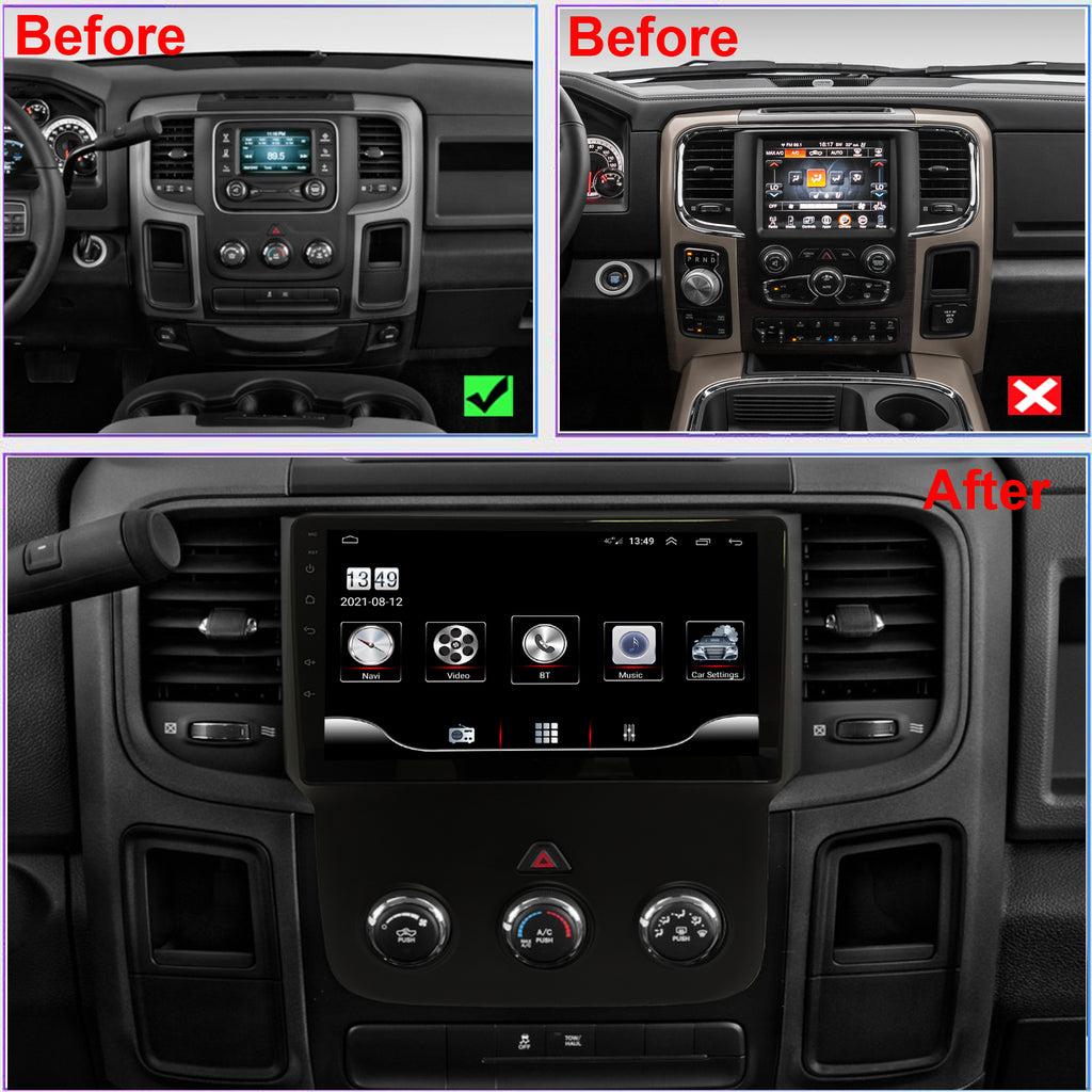 RAM 1500 2500 3500 Radio Upgrade 2013-2018 Trucks Android 10 Stereo Replacement 9inch 1280 * 720 IPS Touch Screen Quad-core CPU 2G RAM 32G ROM Build in Wireless carplay Android Auto Free Camera