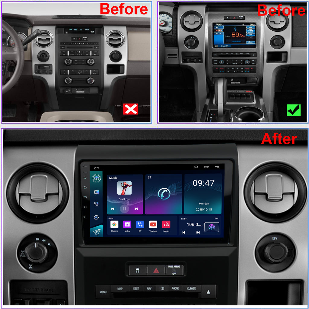 Ford F150 Radio Upgrade 2009-2012 accessories For Auto AC Android Stereo IPS Touch Screen GPS Navigation Wireless Carplay Bluetooth WiFi Free Rear Camera