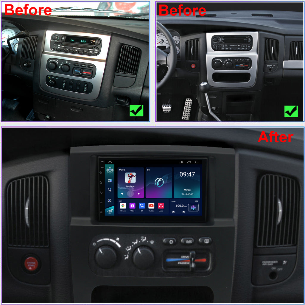 Dodge RAM Radio Upgrade 2002-2005 Trucks Android 10 Stereo Replacement Build in Wireless carplay Android Auto Free Camera