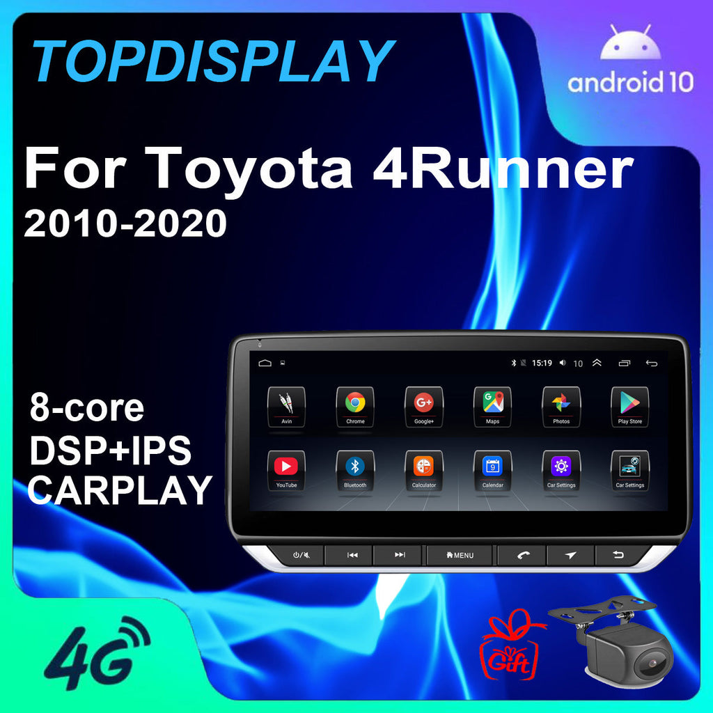 Android 10 Radio for Toyota 4Runner 2020-2022 10.25inch IPS Touch Screen GPS Navigation Wireless Carplay 4G LTE Bluetooth WiFi Free Rear Camera