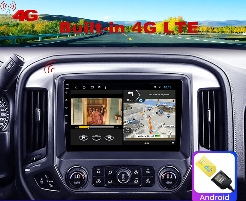 Android 10 Radio for Chevy Silverado and GMC Sierra 2014-2019 10.1inch IPS Touch Screen GPS Navigation Wireless Carplay 4G LTE Bluetooth WiFi Free Rear Camera