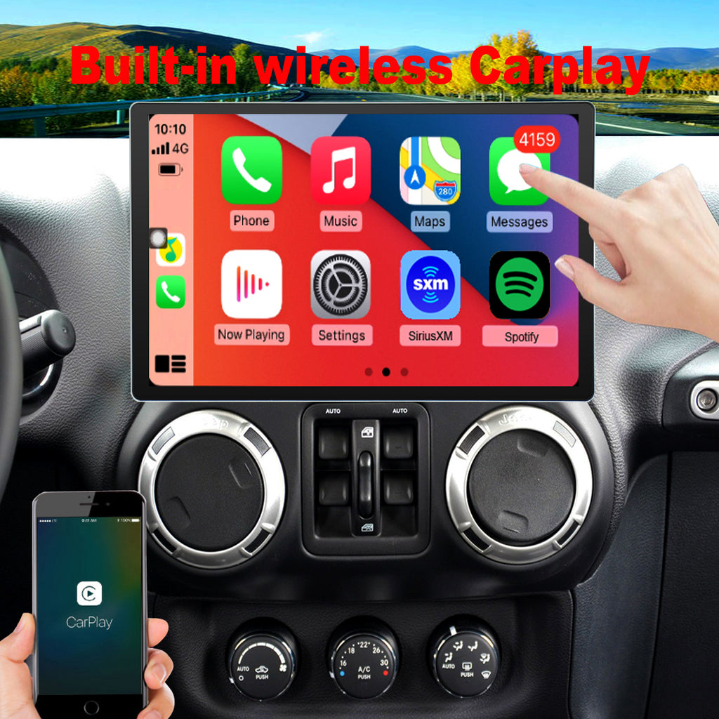 Jeep Wrangler Radio upgrade 2011-2017 13.3inch IPS Touch Screen GPS Navigation Wireless Carplay 4G LTE Bluetooth WiFi Free Rear Camera
