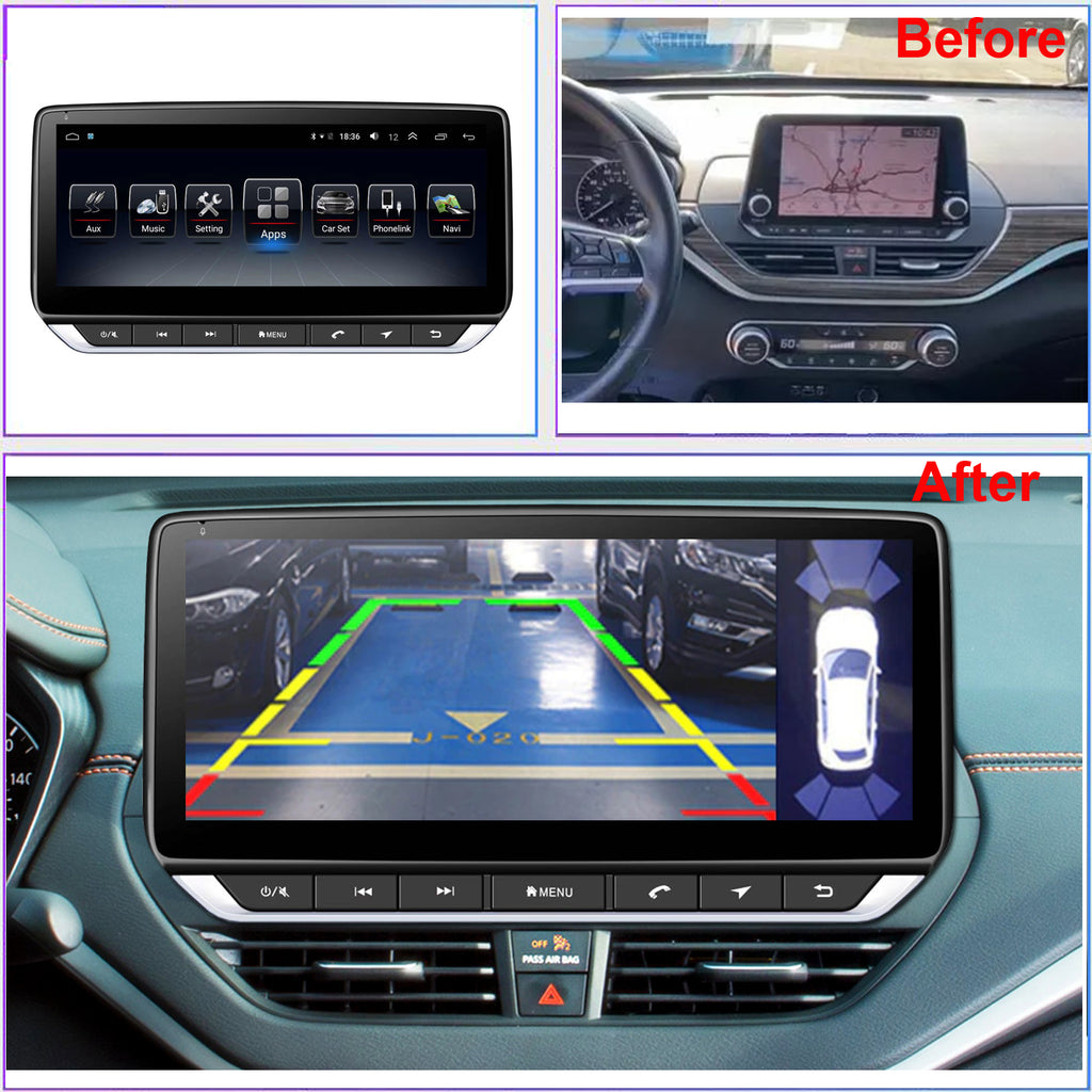 Android 10 Radio for Nissan Altima Teana 2019 2020 2021 2022 10.25inch IPS Touch Screen GPS Navigation Wireless Carplay 4G LTE Bluetooth WiFi Free Rear Camera