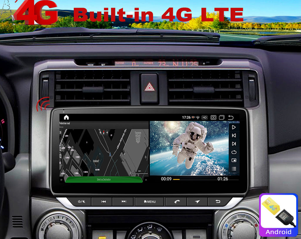 Toyota 4Runner accessories 2010-2019 Android Radio 10.25inch IPS Touch Screen GPS Navigation Wireless Carplay 4G LTE Bluetooth WiFi Free Rear Camera
