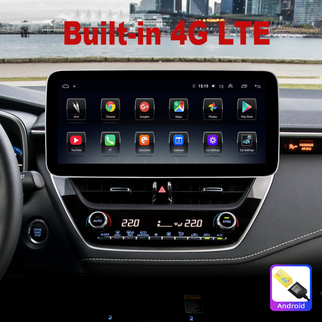 Android 10 Radio for Toyota Corolla 2020-2022 12.3inch IPS Touch Screen GPS Navigation Wireless Carplay 4G LTE Bluetooth WiFi Free Rear Camera