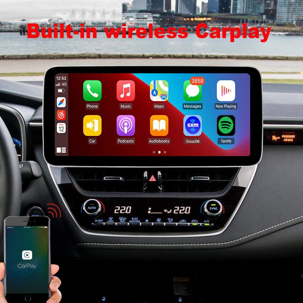 Android 10 Radio for Toyota Corolla 2020-2022 12.3inch IPS Touch Screen GPS Navigation Wireless Carplay 4G LTE Bluetooth WiFi Free Rear Camera