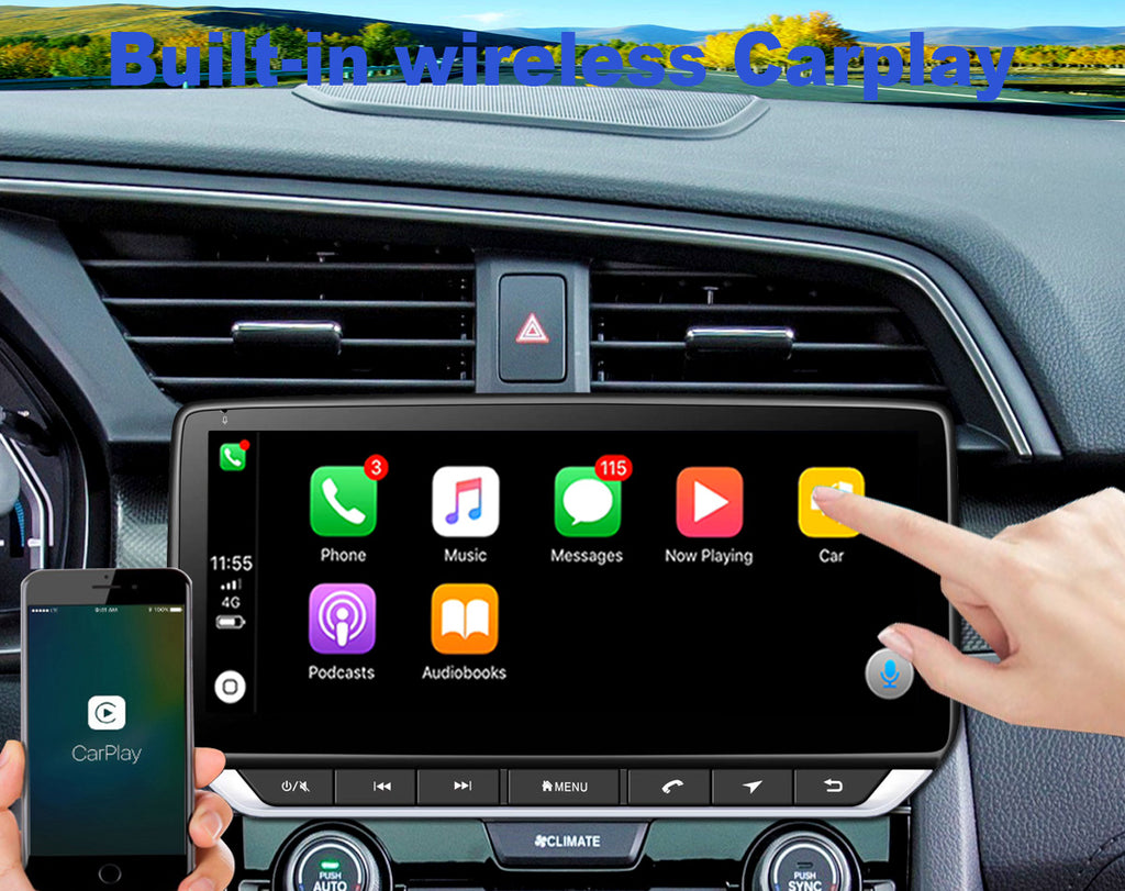 Android 10 Radio for Honda Civic 2016-2021 10.25inch IPS Touch Screen GPS Navigation Wireless Carplay Bluetooth WiFi Free Rear Camera