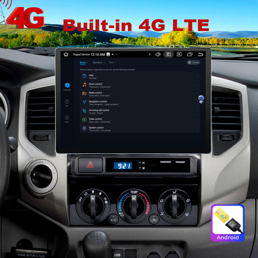 Toyota Tacoma Radio upgrade 2005-2015 13inch IPS Touch Screen GPS Navigation Wireless Carplay 4G LTE Bluetooth WiFi Free Rear Camera