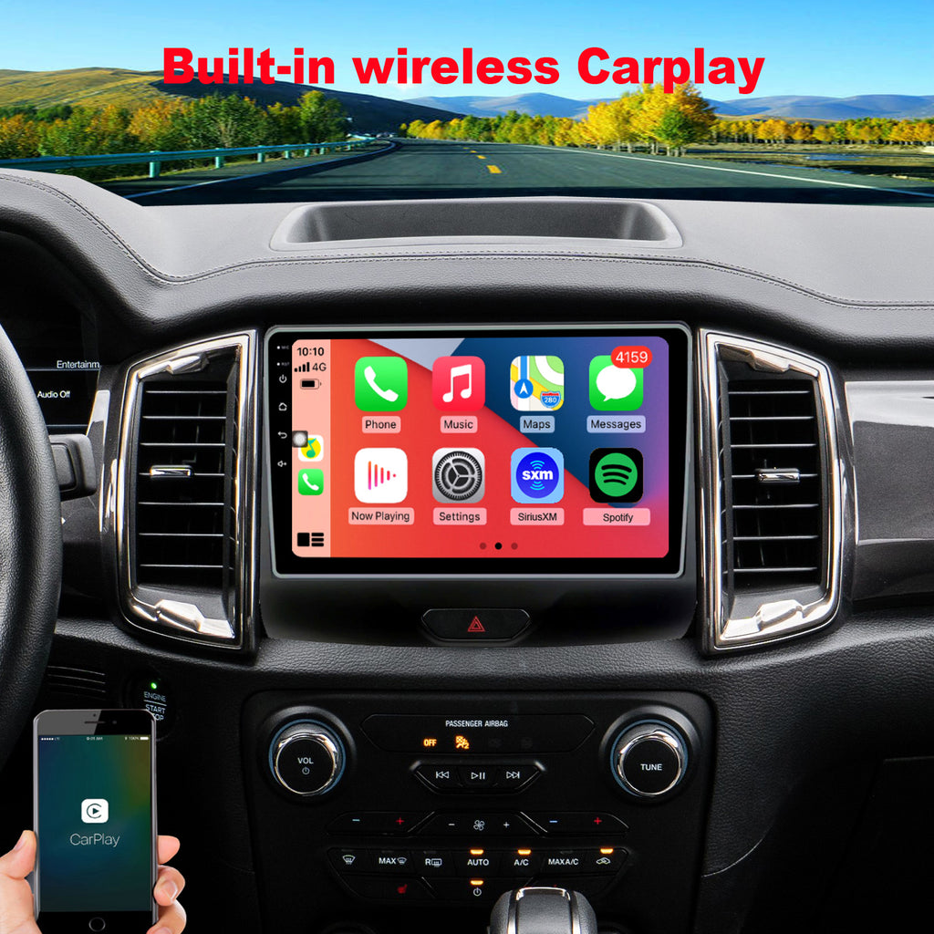 Ford Ranger Radio upgrade 2019 2020 2021 2022 Android stereo 9inch IPS Touch Screen GPS Navigation Wireless Carplay 4G LTE Bluetooth WiFi