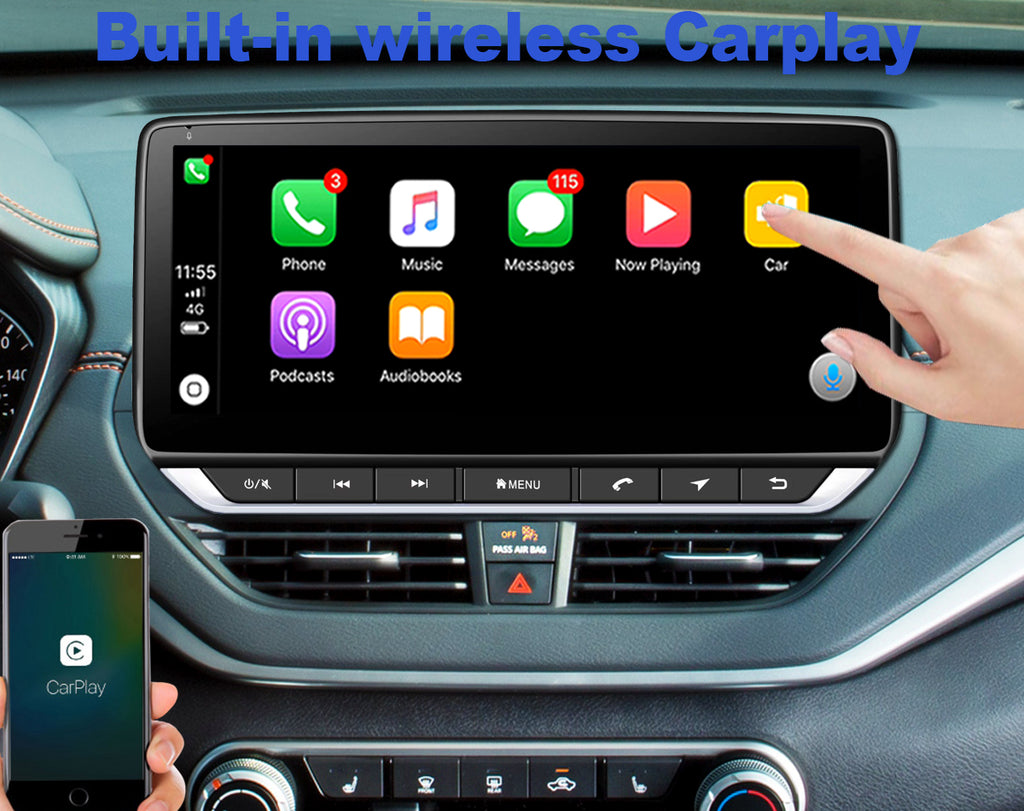 Android 10 Radio for Nissan Altima Teana 2019 2020 2021 2022 10.25inch IPS Touch Screen GPS Navigation Wireless Carplay 4G LTE Bluetooth WiFi Free Rear Camera