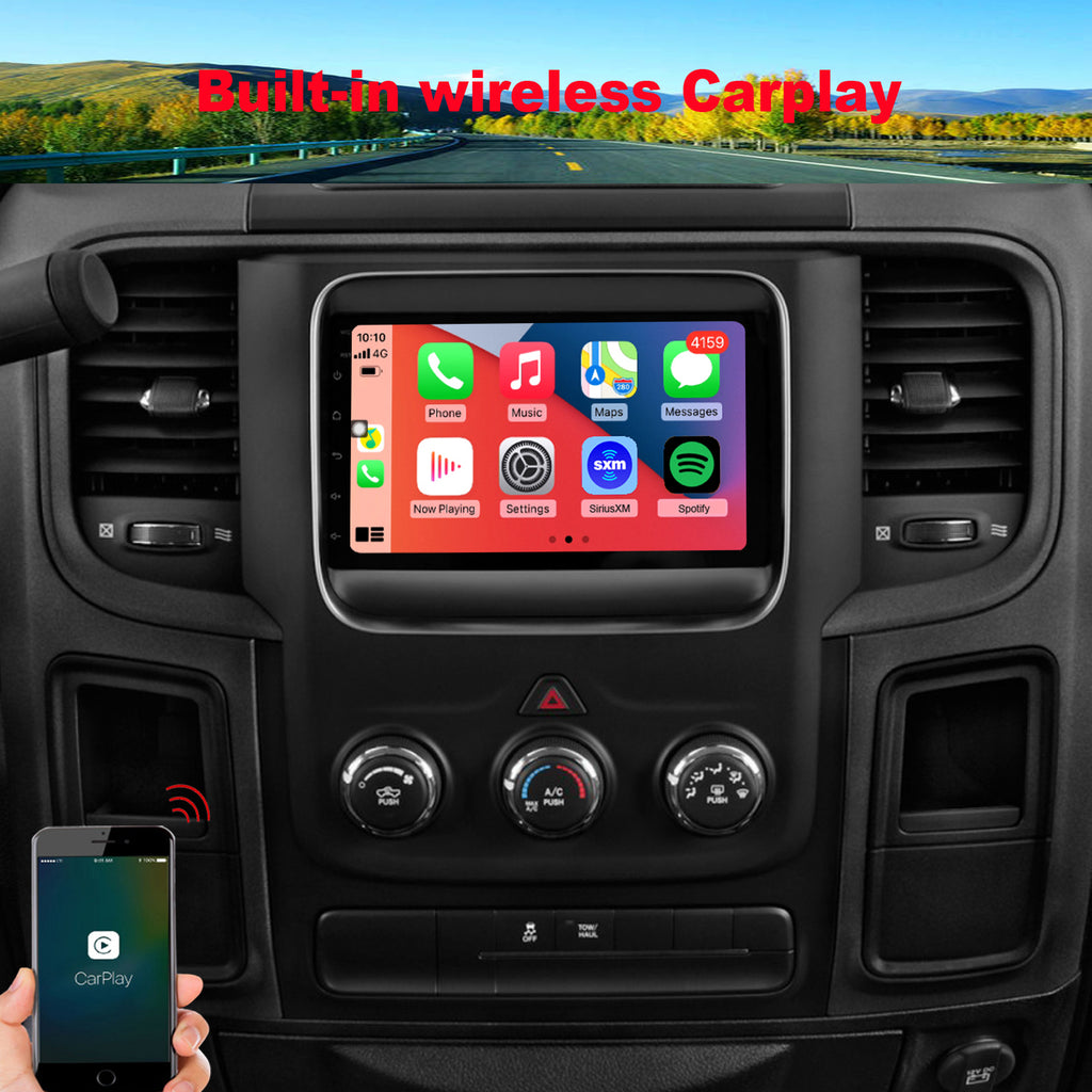 RAM 1500 2500 3500 Radio Upgrade 2013-2018 Trucks Android 10 Stereo Replacement Build in Wireless carplay Android Auto Free Camera