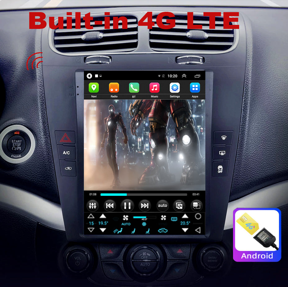 Android 13 Radio for Dodge Journey 2011-2020 10.4inch IPS Touch Screen GPS Navigation Wireless Carplay 4G LTE Bluetooth WiFi Free Rear Camera