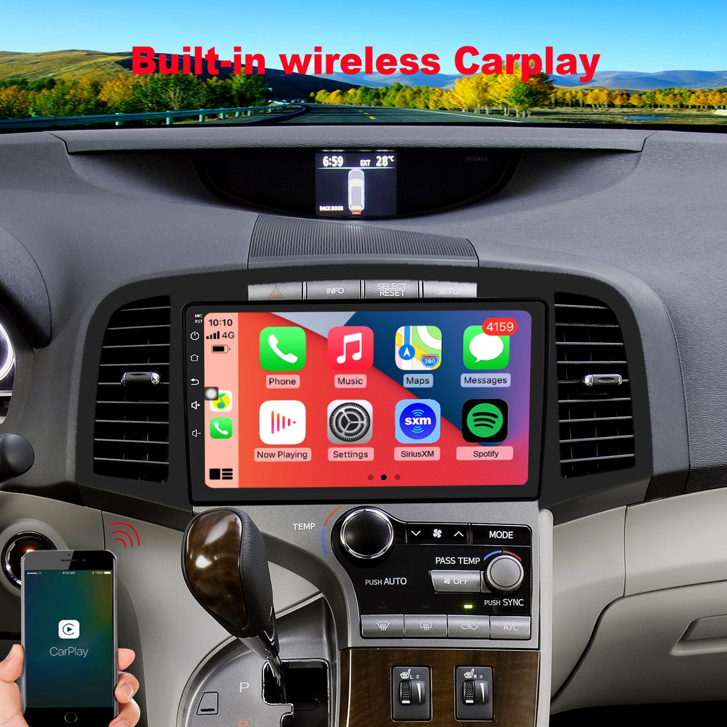 For Toyota Venza 2009-2016 Radio upgrade,9-inch QLED 8-Core CPU,touch screen Stereo,Wireless CarPlay & Android Auto,keep OEM Controls