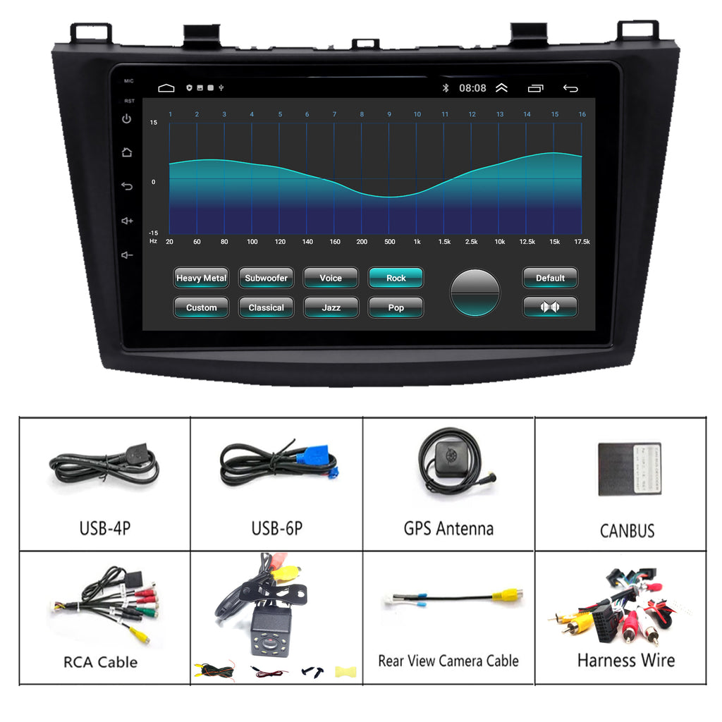 for  Mazda 3 2010-2013 Radio upgrade,9-inch QLED 8-Core CPU,touch screen Stereo,Wireless CarPlay & Android Auto,keep OEM Controls