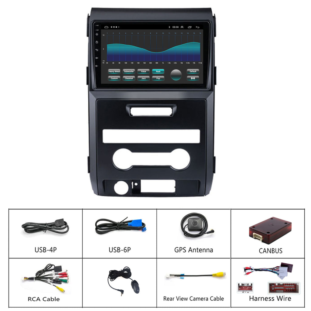 Ford F150 Radio Upgrade 2009-2012 accessories For manual AC Android Stereo IPS Touch Screen GPS Navigation Wireless Carplay Bluetooth WiFi Free Rear Camera